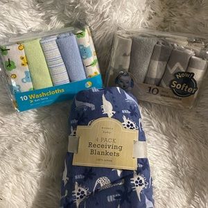 Wash cloths and receiving blankets Brand new